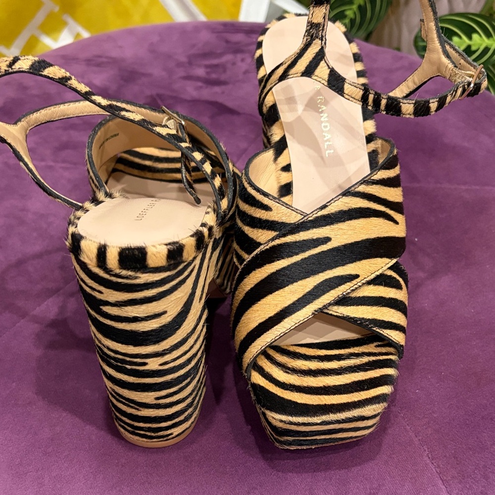 Loeffler Randall Black and Tan Platform Sandals